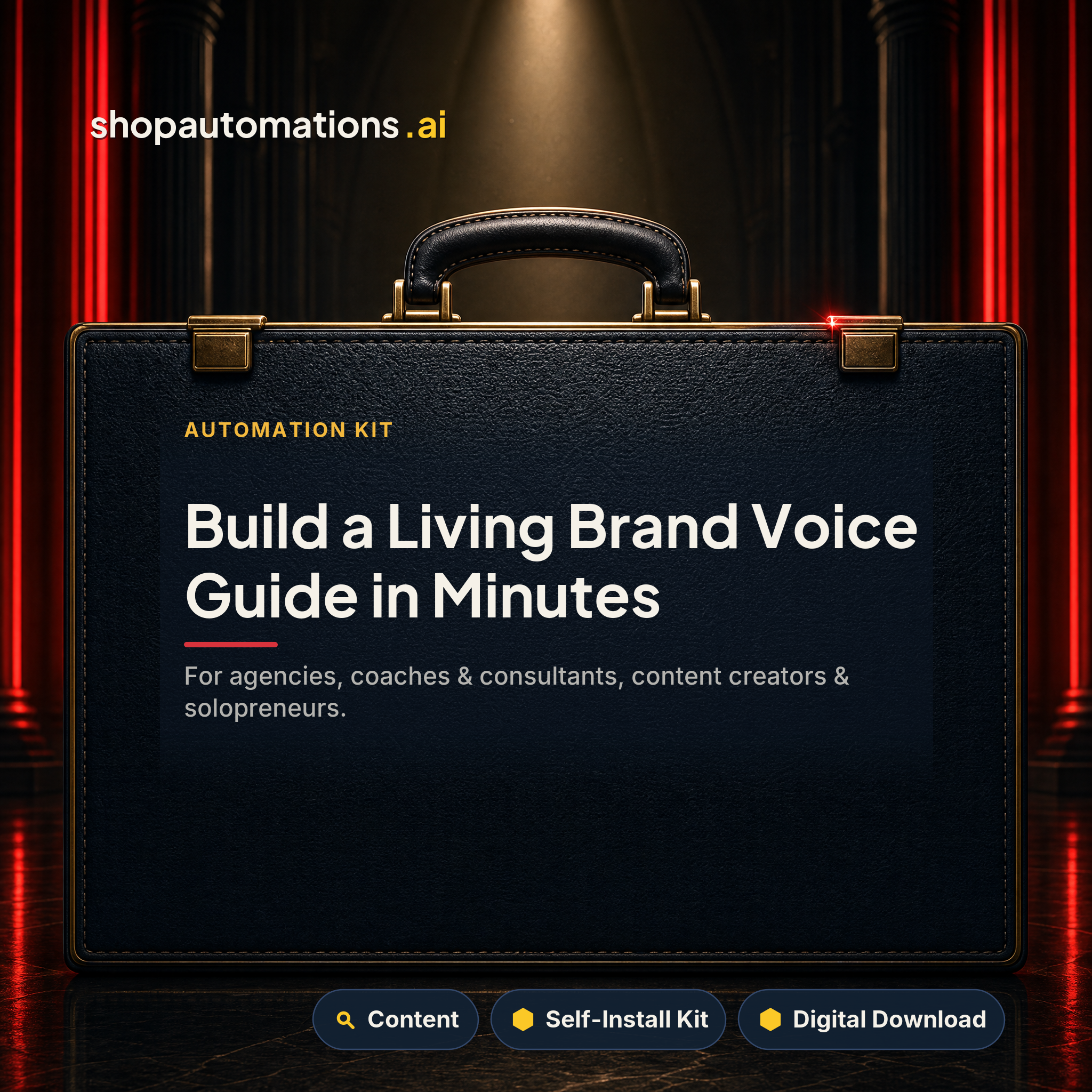 Build a Living Brand Voice Guide in Minutes. For agencies, coaches & consultants, content creators & solopreneurs. Content self-install kit card.