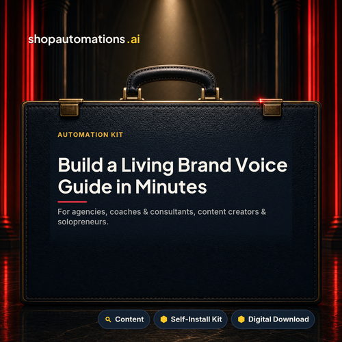 Build a Living Brand Voice Guide in Minutes. For agencies, coaches & consultants, content creators & solopreneurs. Content self-install kit card.