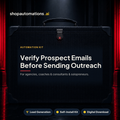 Verify Prospect Emails Before Sending Outreach. For agencies, coaches & consultants & solopreneurs. Lead Generation self-install kit card.